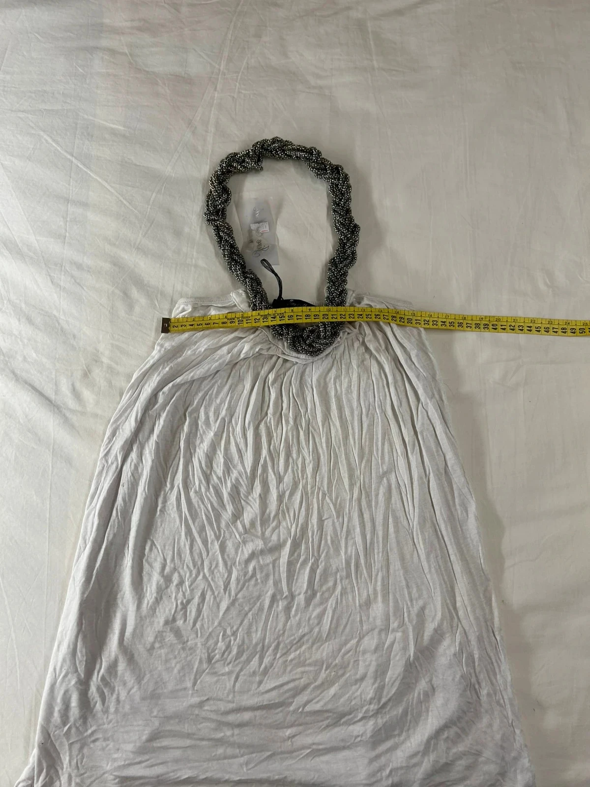 White viscose dress with silver accessories – photo 7